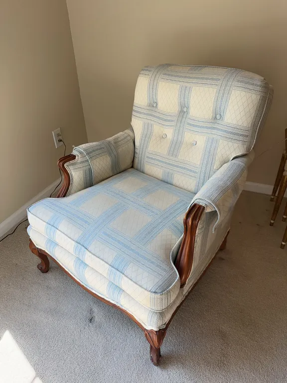 Vintage accent chair recovered