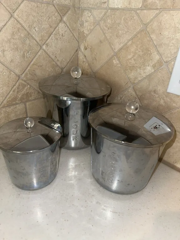 Vintage EVEREDY chrome canister set