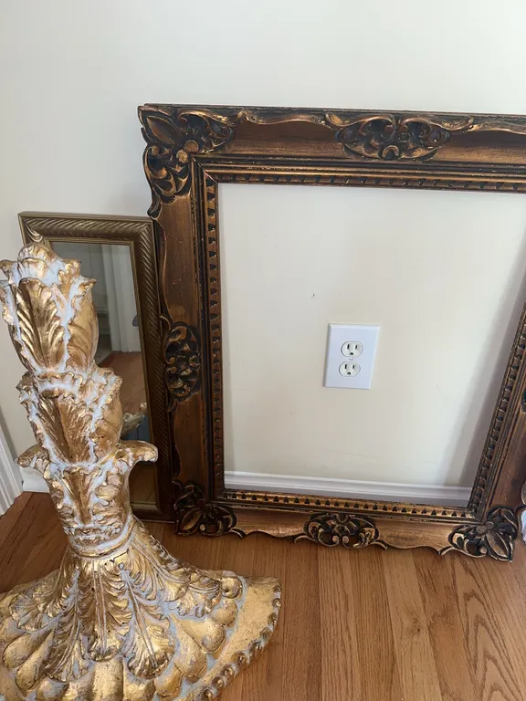 Large gold wood wall sconce, decorative frame, etc.