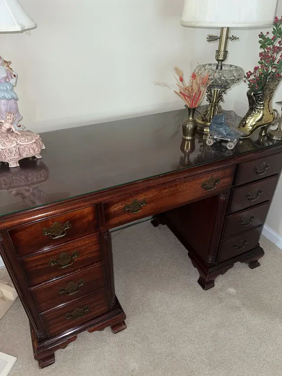 High-quality glass top vintage desk