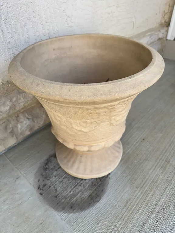 Cement garden urn