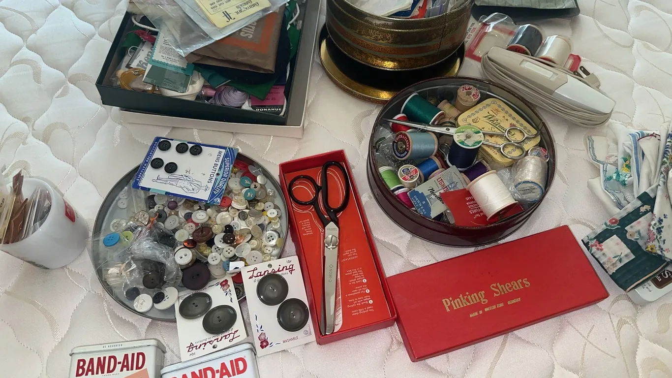 Buttons, pinking shears and sewing notions
