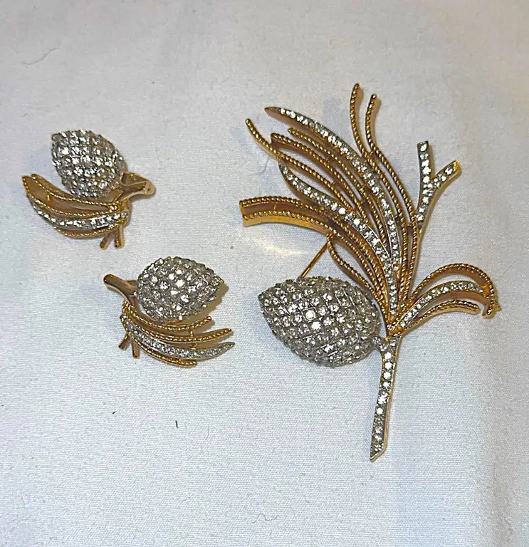 Rare Trifari 3 pc set-Alfred Phillippe Egrets