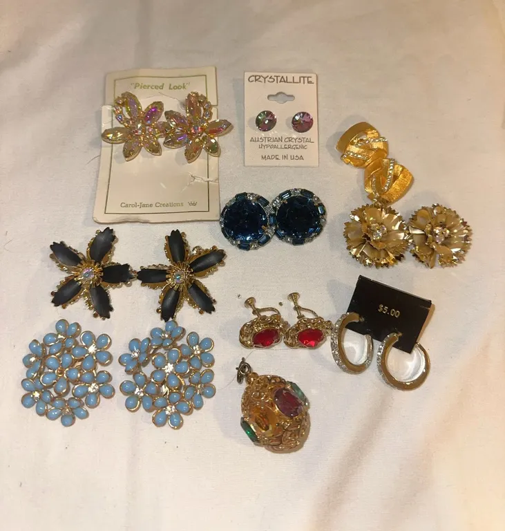 Vintage crystal earrings, etc.