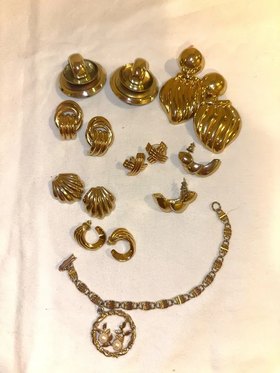 Vintage gold, tone earrings, etc.