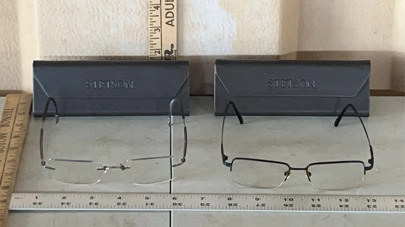 2 Pairs Titanflex Prescription Glasses & Stetson Cases