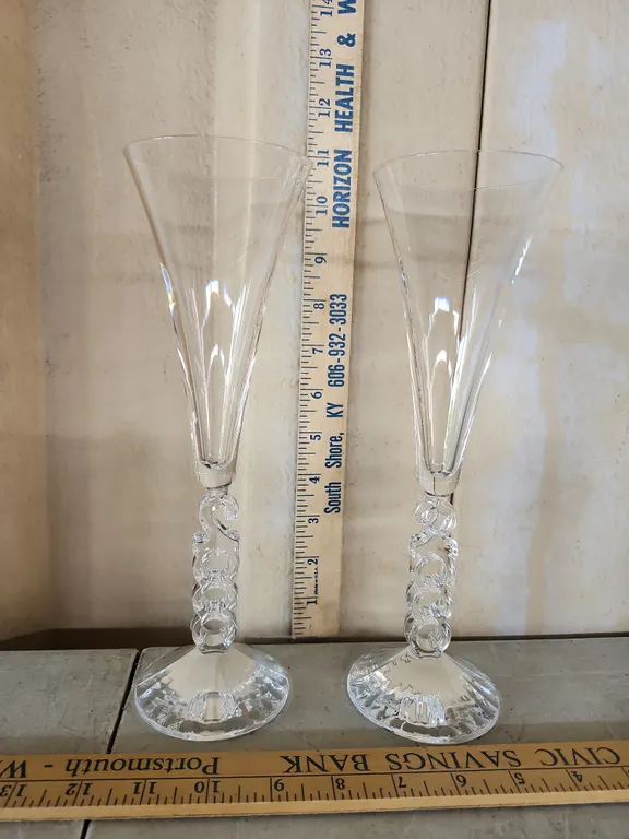Pair Cristal D'Arques Millennium/Y2K 2000 Stemware Glasses 10.25" Tall