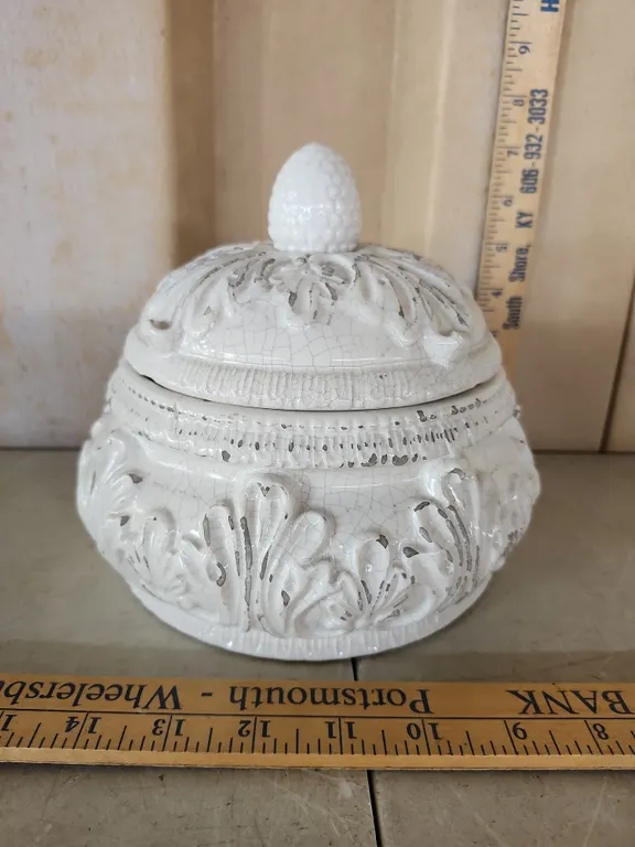 Ganz Ceramic Jar, Has Damage/Repaired 7.5"X6.5"