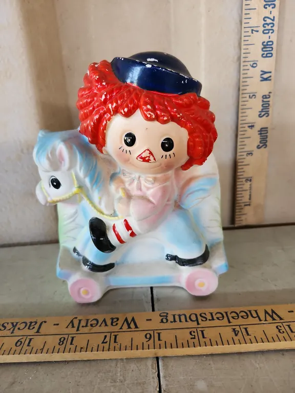 Vintage Caffco Japan Rag Doll, Pottery/Ceramic Planter 6.5" Tall