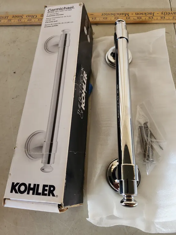 New Kohler Carmichael 9" Assist Bar Polished Chrome