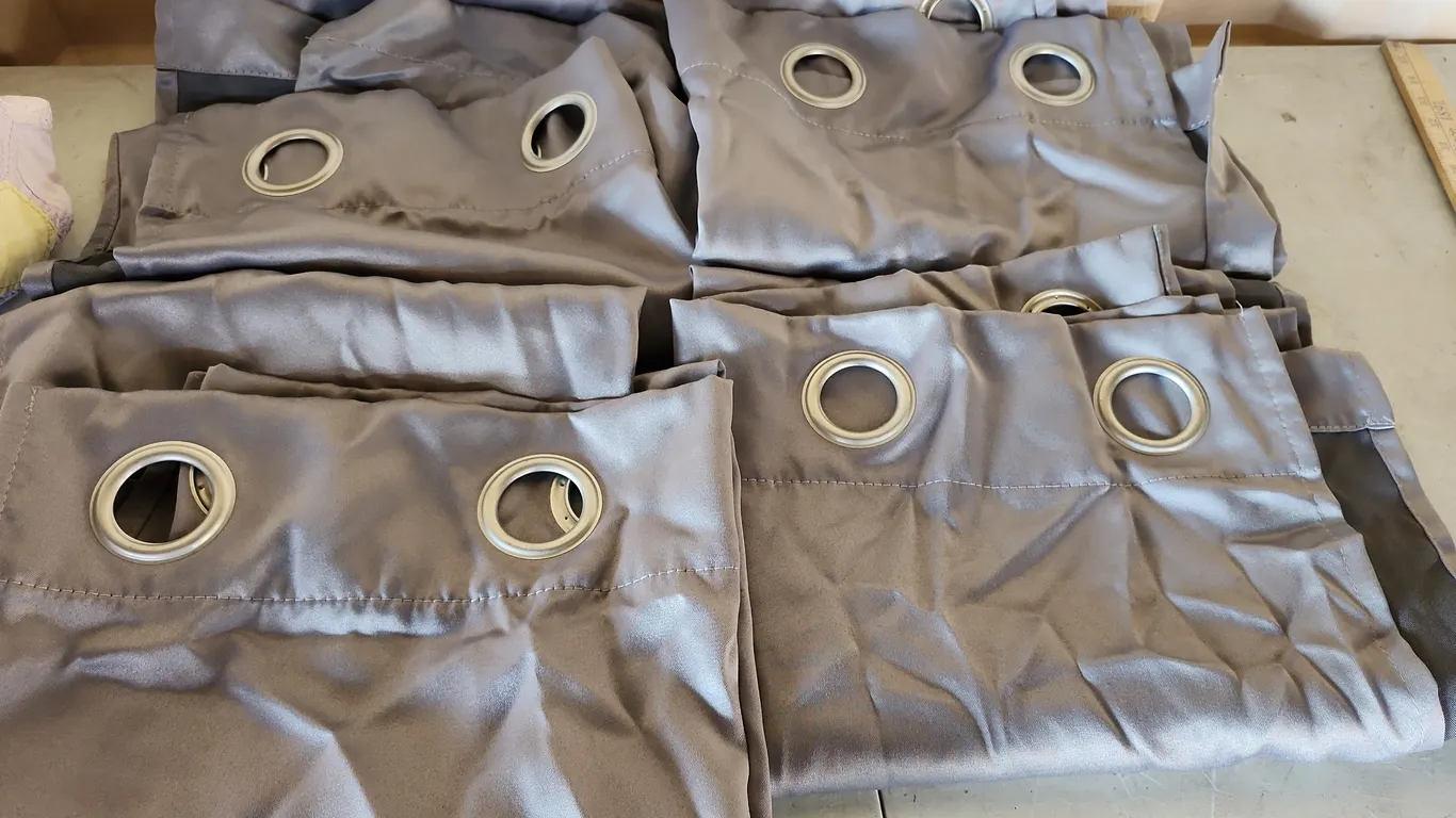 4 Grey Curtain Panels, Each 25"X85"