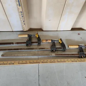3 Pc Steel Bar Clamps, Wooden Handles, 24", 18", & 10"