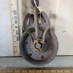 Vintage Cast Iron & Metal Barn Loft Rope Pulley 11.5''