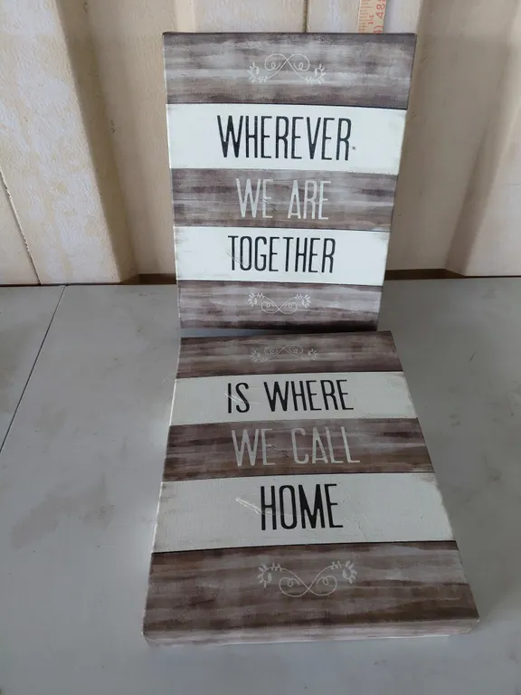 Wherever We Are Together Is Where We Call Home Canva Wall Art 14''X11'' Each