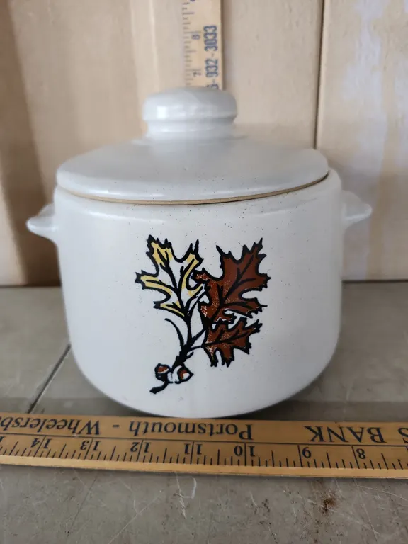 Vintage Westbend U.S.A. Crock Canister, Leaf Pattern