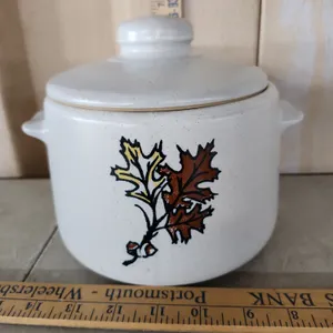 Vintage Westbend U.S.A. Crock Canister, Leaf Pattern