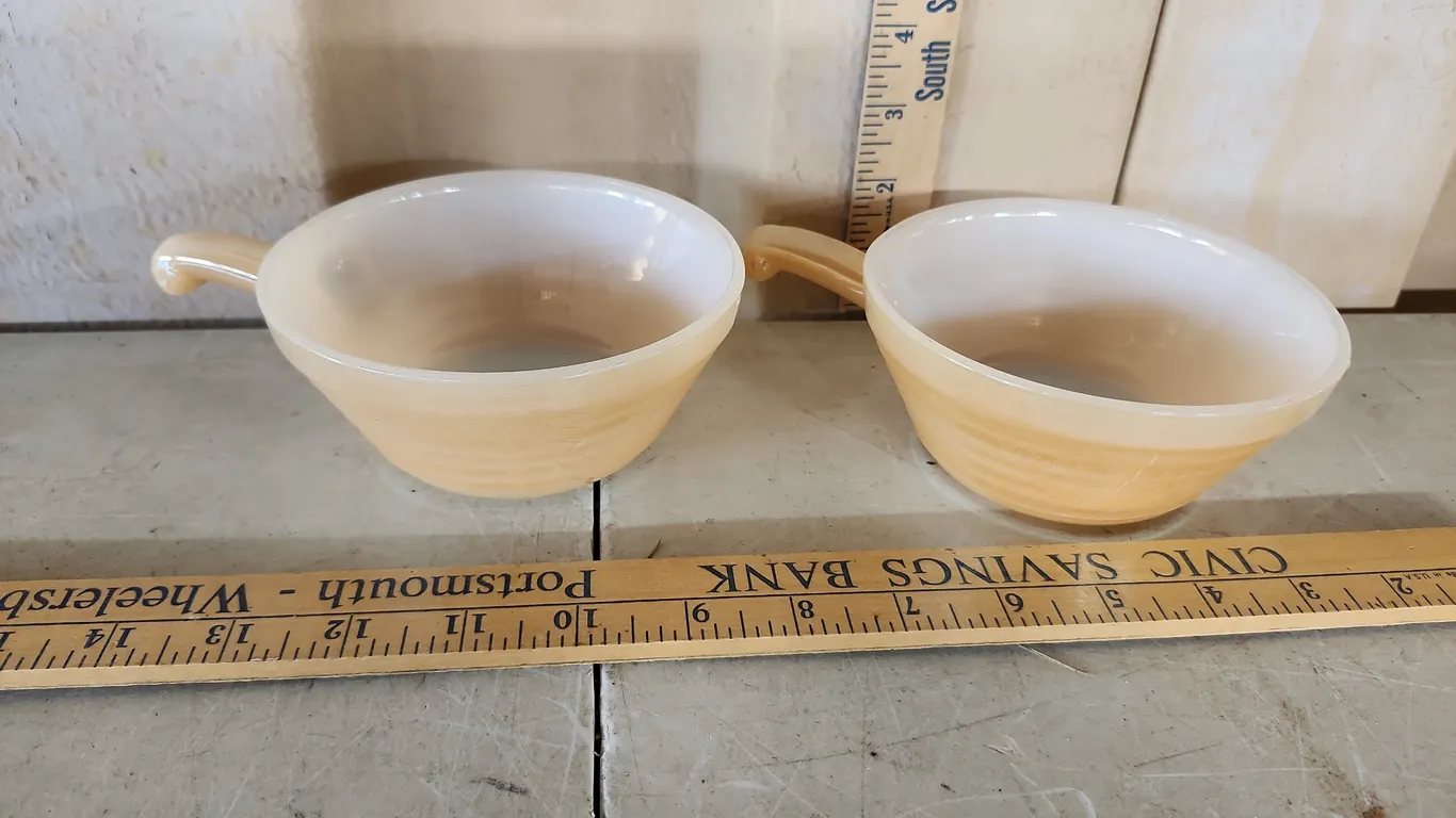 Vintage Fire King Peach Luster Soup Bowls