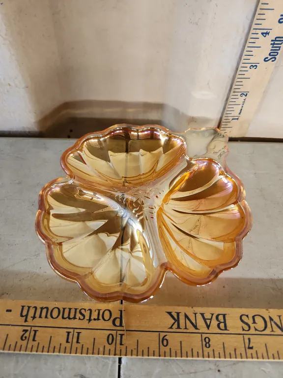 Vintage Jeannette Glass Marigold Carnival Glass Divided Candy Dish
