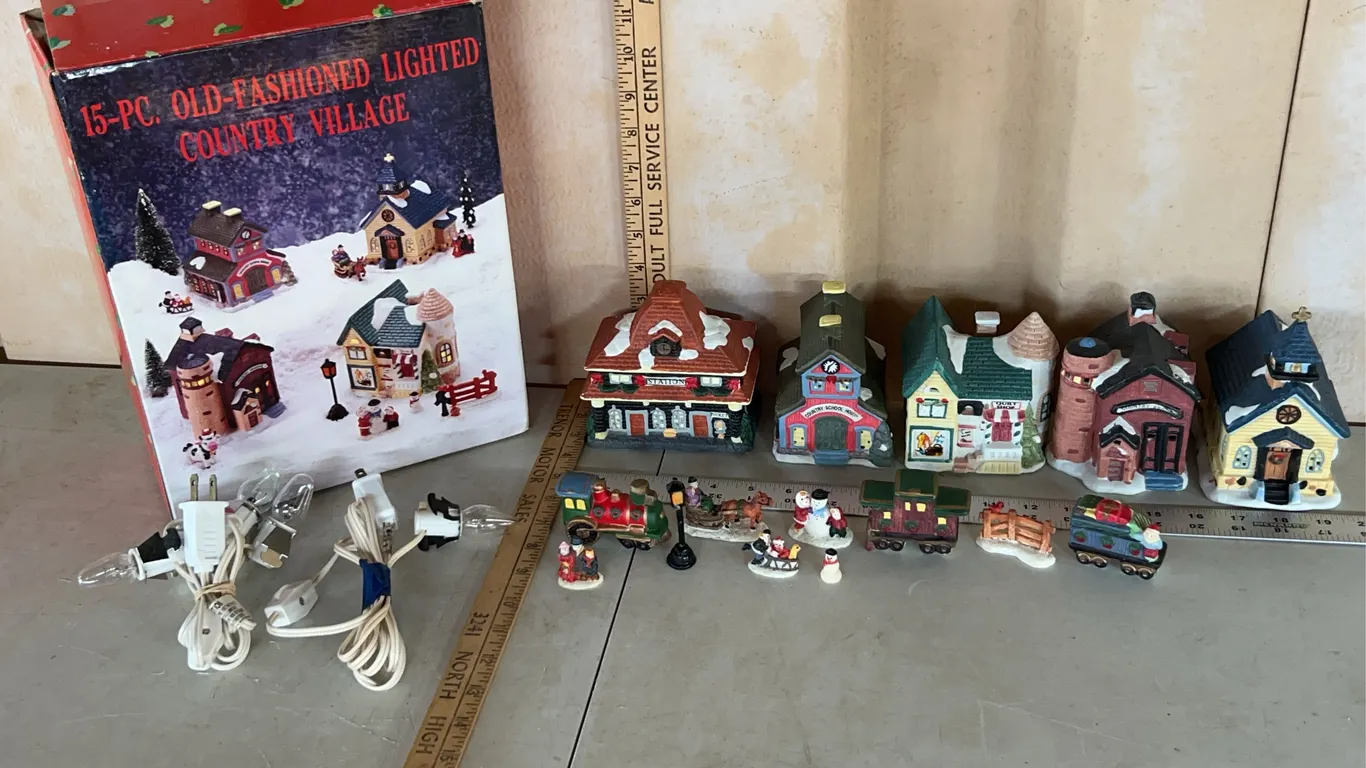 Old-Fashioned Lighted County Village