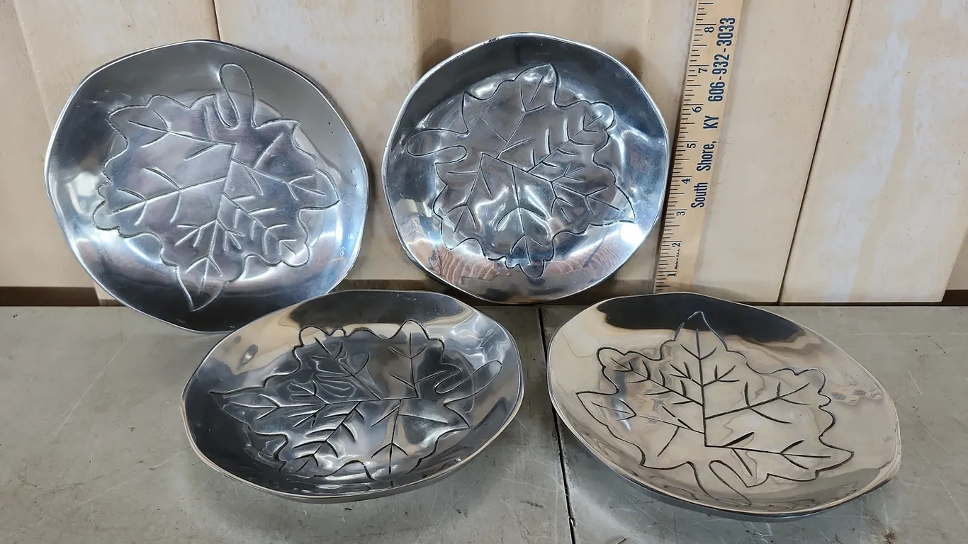 4 Ct. IHI Metal Candle Plates Made In India 7.75"