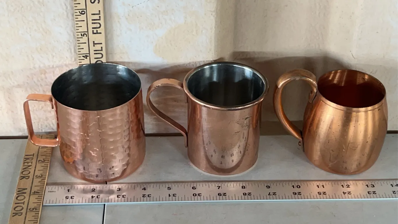 3 Metal Cups-One Marked Solid Copper