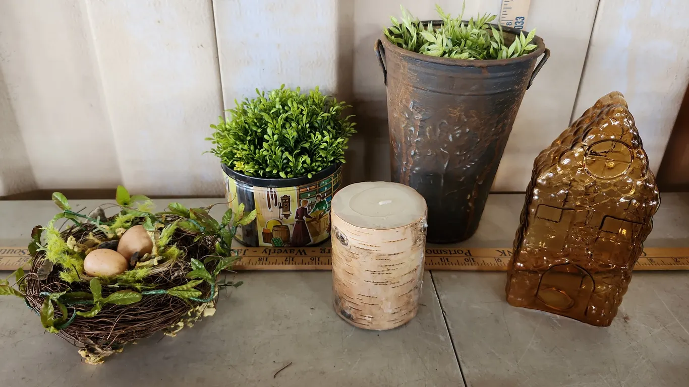 New Candle, Artificial Flower Decor, Bird Nest, & Glass House