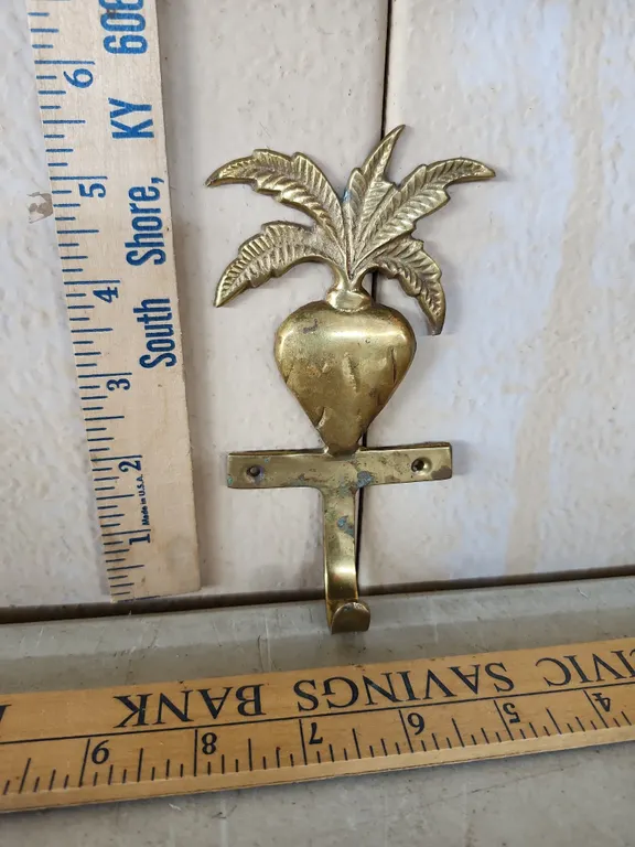 Vintage Solid Brass Made In India Wall Hook 5.5" Tall
