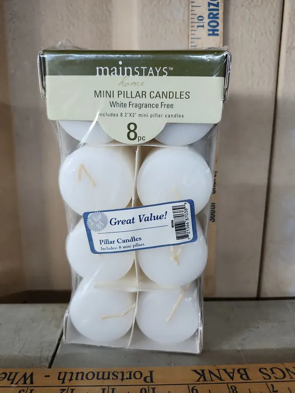 New Mainstay Mini Pillar Candles 8 Ct. 2"X2"