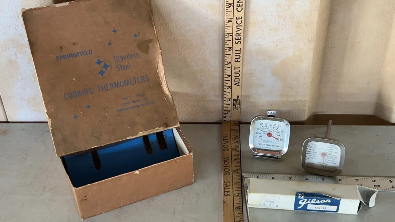 Vintage 3 Pc Thermometers In Original Springfield Box