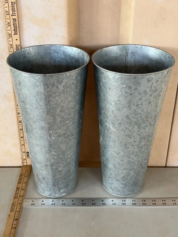 2 Galvanized Planter/Vase/Umbrella Holder 7"X14"