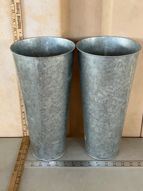 2 Galvanized Planter/Vase/Umbrella Holder 7"X14"