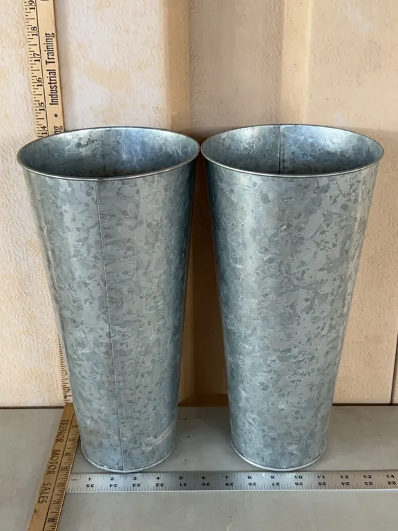 2 Galvanized Planter/Vase/Umbrella Holder 7"X14"