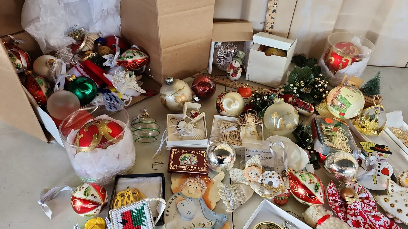 Assorted Ornaments, Sea Shells, Plastic Canvas, Etc.