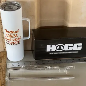 New Hogg 30oz Subliminal Skinny Hoggdle Tumbler Cup W/2 Metal Straw & 1 Plastic Straw