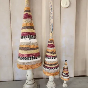 3 Pc Material Scraps Folk Art Trees 8", 16", & 25"