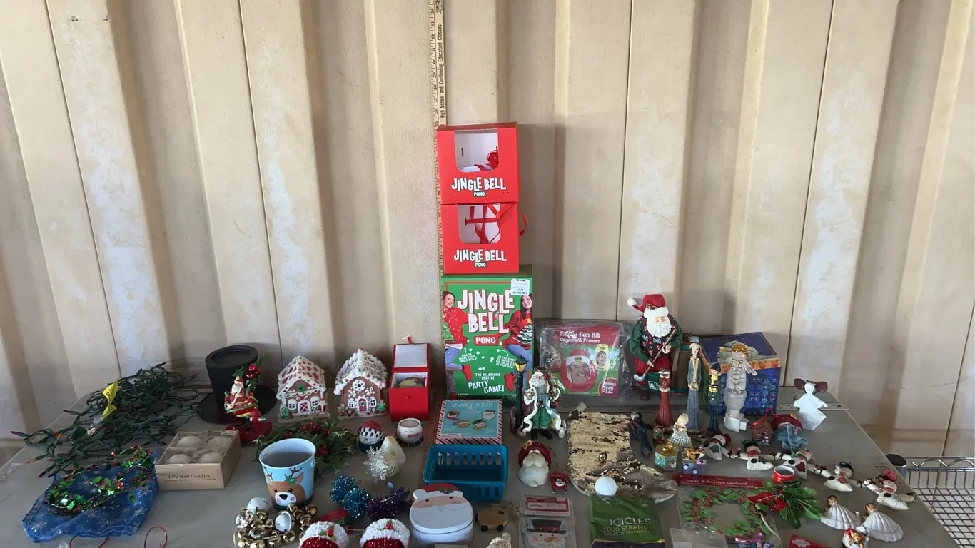 Assorted Christmas-Gingerbread Houses, Jingle Pong, Ornaments, Figures, Etc.