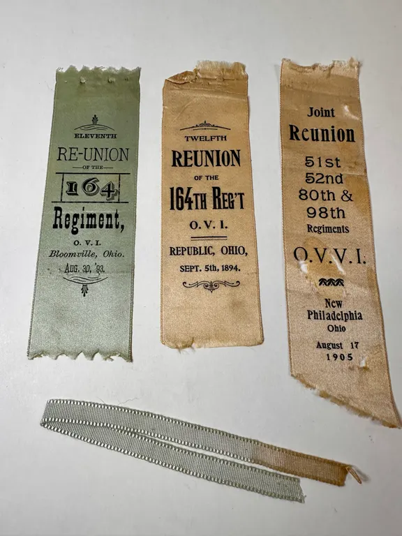 Ohio 164 Regiment Reunion Ribbons After Civil War Service