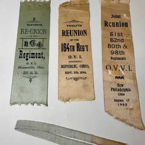 Ohio 164 Regiment Reunion Ribbons After Civil War Service