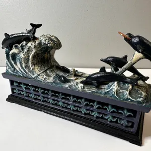 Cast Iron "Dolphins Jumping" Mechanical Bank