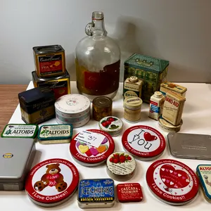 Vintage Bottle for Coca-Cola Syrup & Small Tins