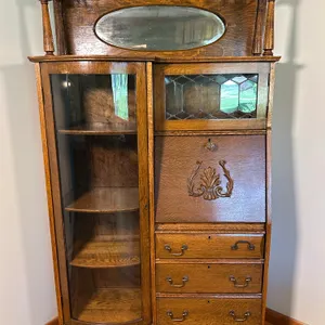 Tiger Oak Bookcase Secretary