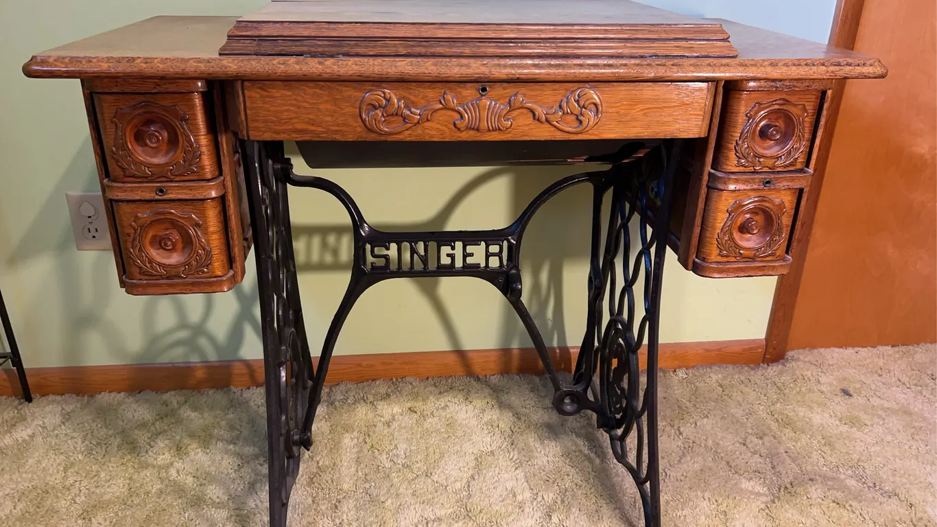 Tiger Oak Treadle Sewing Machine Stand