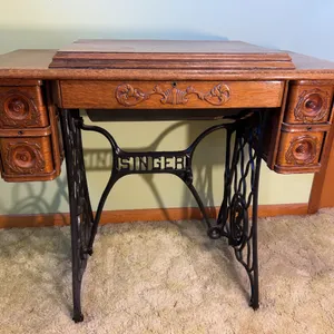Tiger Oak Treadle Sewing Machine Stand