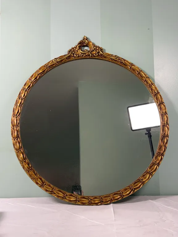 Round Victorian Gilded Mirror