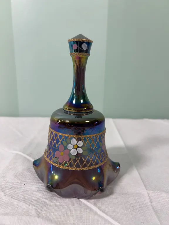 Fenton Amethyst Carnival Hand Painted Bell