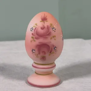 Fenton Satin Rosalene Hand Painted Egg