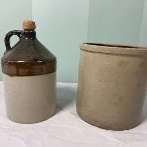 Stoneware Crock & Whiskey Jug