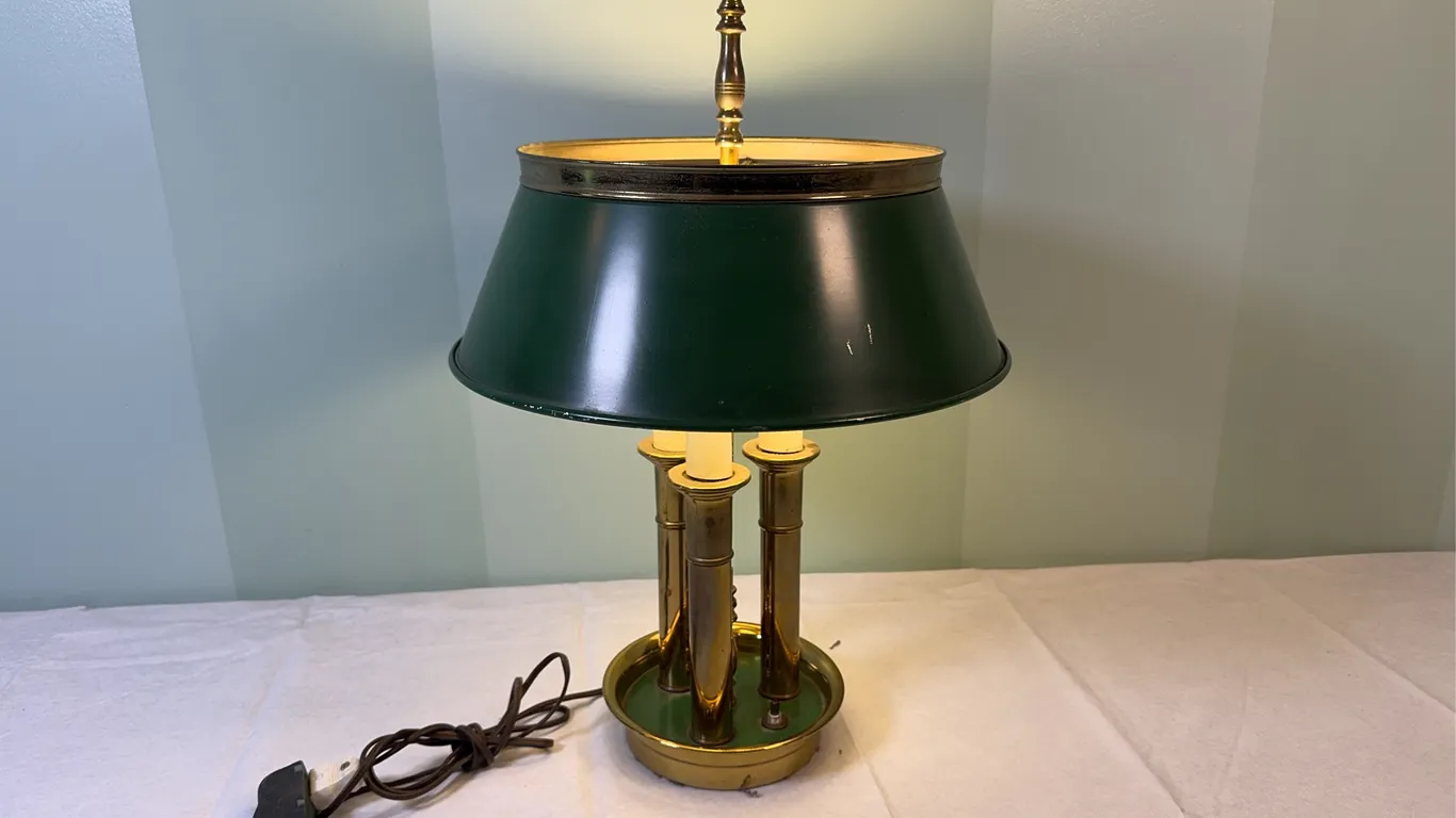 Modern Bouillotte-Style Brass Lamp