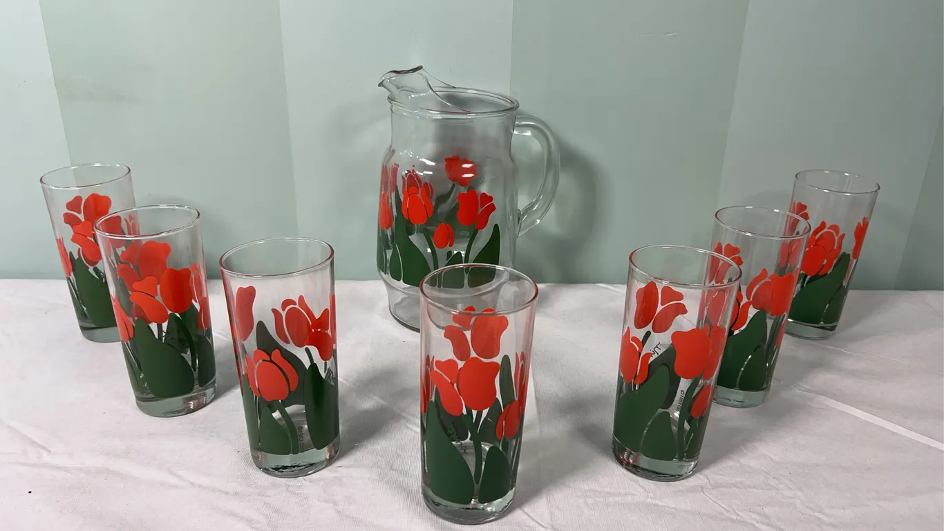Floral Pitcher & Tumblers
