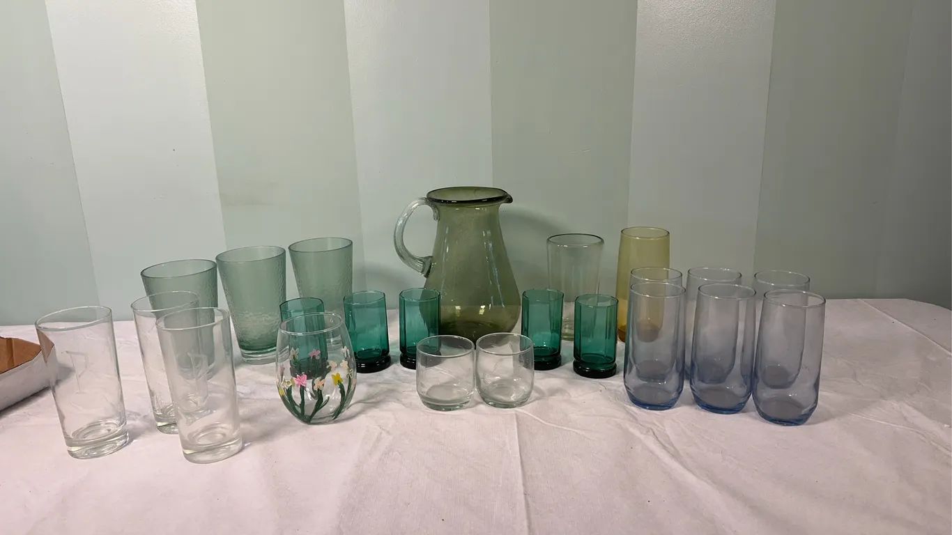 Colorful Glasses & Pitcher